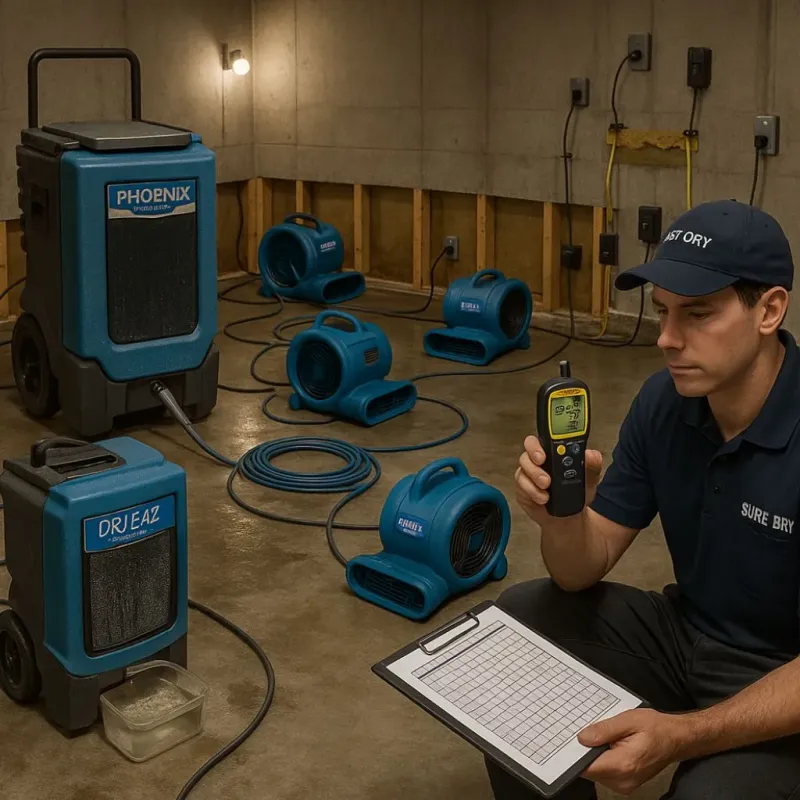 Structural Drying and Dehumidification process in Trenton, NC